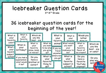 icebreaker question cards by rachel bloss teachers pay teachers