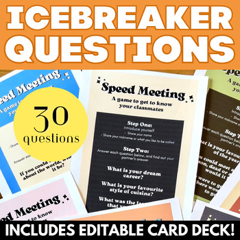Preview of Icebreaker Questions for Older Students - Ice breaker Activity for Teens Gr 7-12