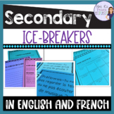 Icebreakers in French and English - back to school activities
