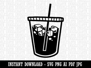 iced coffee clipart black and white