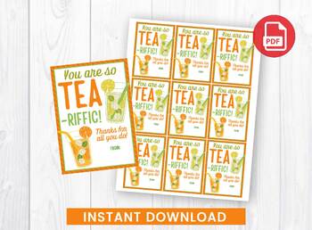 Iced Tea Gift Tags You're Tea-riffic Appreciation Tag 