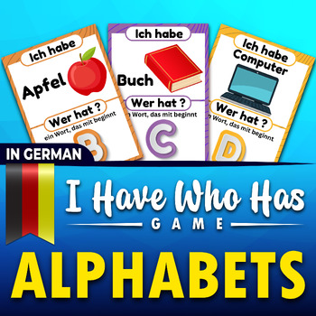 Preview of Ich habe... Wer hat...? German Alphabets Phonics cards Game, Literacy Activity