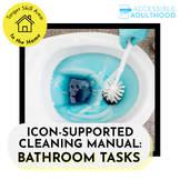 Bathroom Cleaning Life Skills Cards with Icon-Supports
