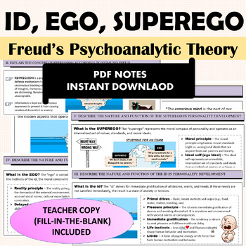Preview of Id, Ego, Superego I Freud's Psychoanalytic Theory I AP/IB/Collegiate Psychology