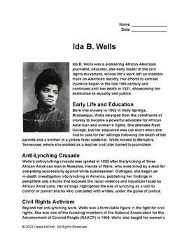 Ida B. Wells Worksheet by Oasis EdTech | TPT