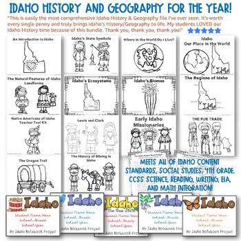 Preview of ✩Idaho History and Geography for the YEAR! HUGE!!✩ CCSS Integration! Top Rated.