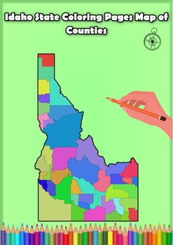 Preview of Idaho State Coloring Pages Map of Counties Highlighting Rivers Lakes Cities