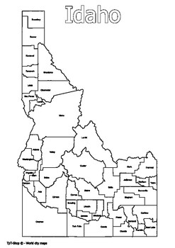 Preview of Idaho State Map with Counties Coloring and Learning