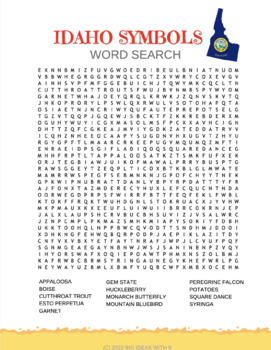Idaho Symbols Word Search by Big Ideas from K TPT