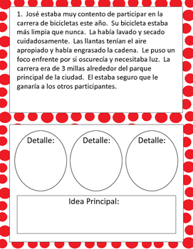 Idea principal - Main Idea and details Task Cards - Spanish - Digital