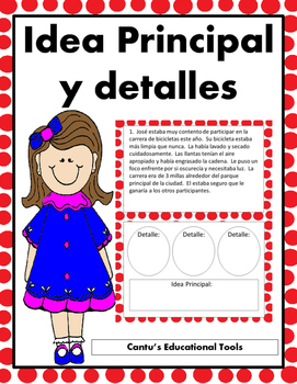 Preview of Idea principal - Main Idea and details Task Cards - Spanish - Digital Learning