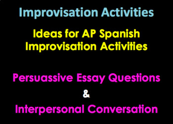 Preview of Ideas for AP Spanish Improvisation Activities | AP Spanish Journals, Bellringers