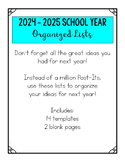 Ideas for Next Year Lists Template {Freebie}