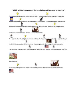 Preview of Ideas the Shaped the American Revolution Adapted Reading Passage with Pic Sims
