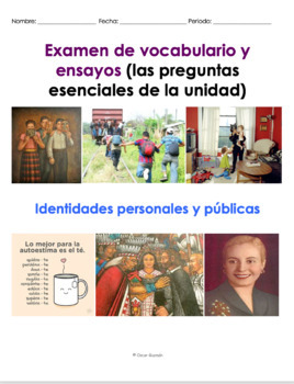 Preview of Identidades Personales y Públicas Final Unit: Exam for AP Spanish Language