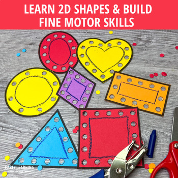 Identify 2D Shapes - Fine Motor Tracing Cutting & Hole Punch Shapes  Activities