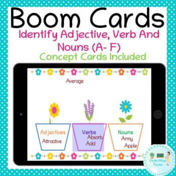 Preview of Adjectives(A-F) Boom Cards For Distance Learning- With Concept cards