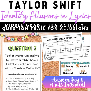 Preview of Identify Allusions in Taylor Swift Lyrics | ELA Taylor Swift Allusions in Songs