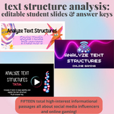 Identify & Analyze Text Structures:  Sets of THREE Texts (