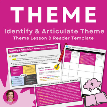 Preview of Identify & Articulate Theme | 2-Page Lesson & Template to Write Theme Statements