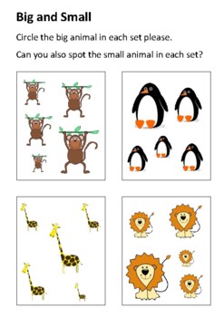 Big Or Small Animal Free Activities online for kids in