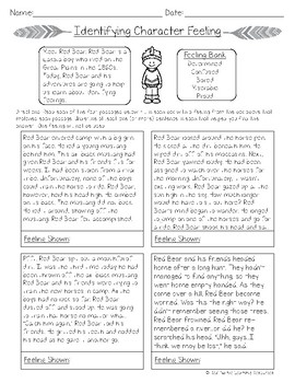 Character's Feeling: Identify + Show the Evidence Reading Passages