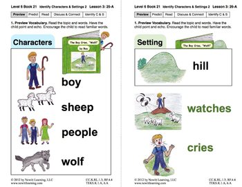 Preview of Identify Characters & Settings 2: Lesson 3, Book 21 (Newitt Literature Series)
