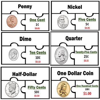 Identify Coins and Dollar Bills Math Work Station Center go 1st 2nd ...