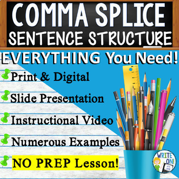 Preview of Identify & Correct Comma Splices, Fused Sentence, Run On Sentences - Comma Rules