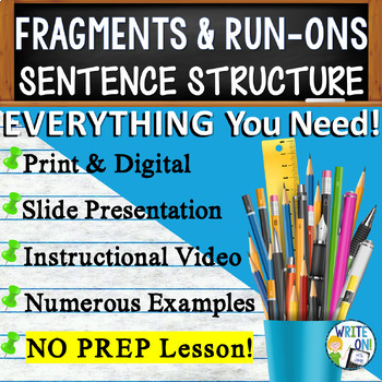 Preview of Identify & Correct Sentence Fragments, Run On Sentences - Sentence Structure