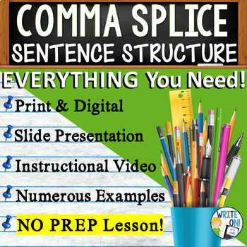 Preview of Identify & Correct a Comma Splice, Fused Sentence, Run On Sentence - Grammar