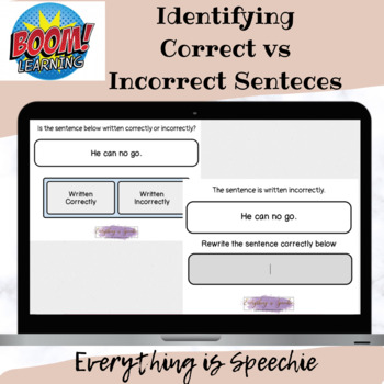 Preview of Identify Correct v.s Incorrect Sentences-Boom Cards