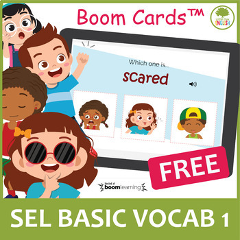 Preview of Identify Emotions | Social Emotional Learning| Vocabulary 1 BOOM CARDS (FREEBIE)