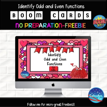 Preview of Identify Even and Odd Functions - 25 Boom Cards - freebie!