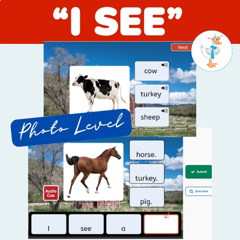 Preview of Identify Farm Animals & I SEE Sentences Adapted BUNDLE-Created With Photos