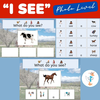 Preview of Identify Farm Animals & I SEE Sentences Adapted Book BUNDLE-increasing MLU