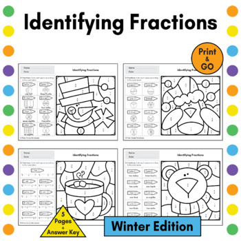 Identify Fractions on a Number Line Color by Number - Winter Activity