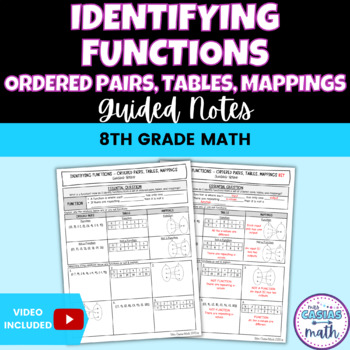 Preview of Identifying Functions Guided Notes Lesson - Ordered Pairs, Tables, Mappings