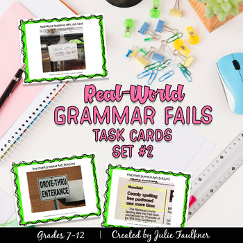 Preview of Real-World Grammar Fails, Proofreading Task Cards, Set #2