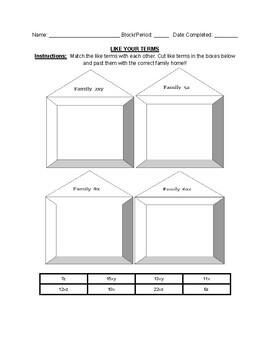 Preview of Identify Like Terms