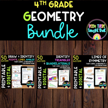 Preview of 4th Grade Identify Lines, Angles, Triangles and MORE Digital Learning BUNDLE