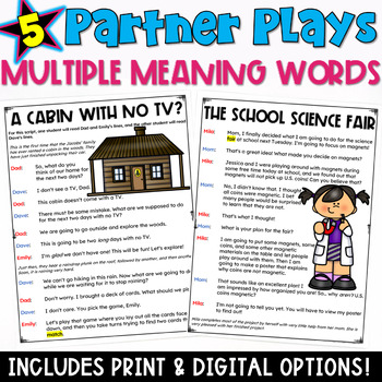 Preview of Identify Multiple Meaning Words: Partner Plays Scripts with a Practice Worksheet