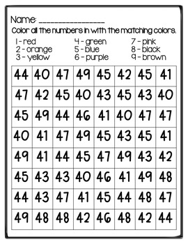 English Numbers 1-99 worksheet