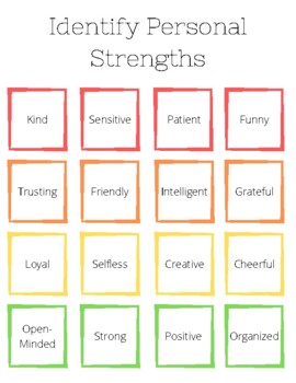 Preview of Identify Personal Strengths/Positive Self-Talk