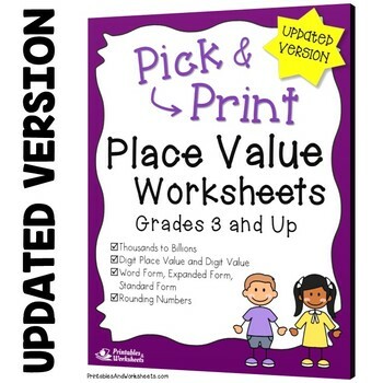 Preview of Identifying Place Value Worksheets Standard Expanded Word Form Thousand Millions