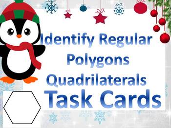 Preview of Identify Regular Polygons Task Cards - Quadrilaterals and Polygons