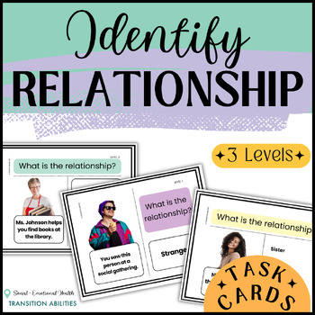 Preview of Identify Relationships | 3 Levels | TASK CARDS Social Emotional Skills Activity
