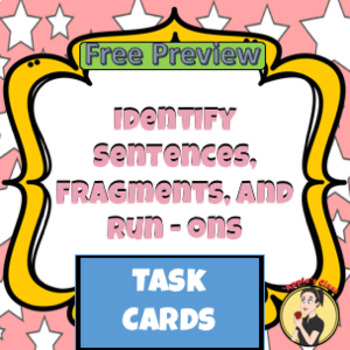 Preview of Identify Sentences, Fragments, and Run-Ons Freebie