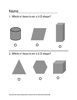 Preview of Identify Shapes - 2D v. 3D