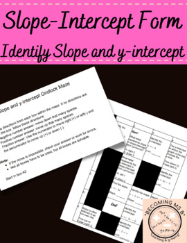 Preview of Identify Slope and Y-Intercept from Equations in Slope Intercept Form Maze